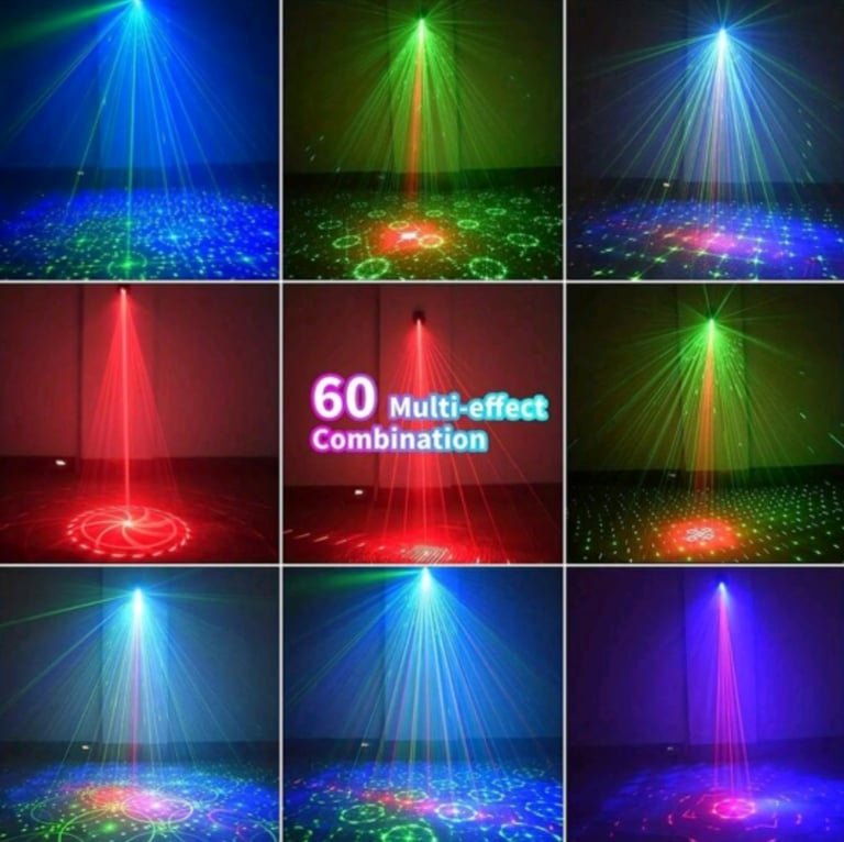 DJ Disco Stage Party Lights, LED Sound Activated Laser Light RGB Flash Strobe Projector With Remote